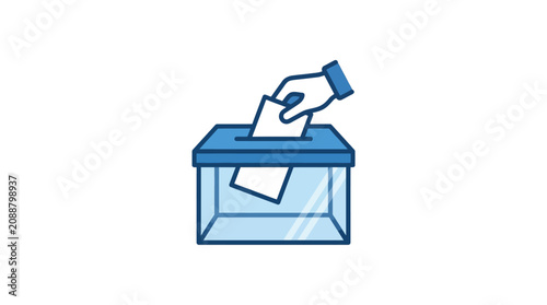 Hand placing ballot paper into transparent voting box