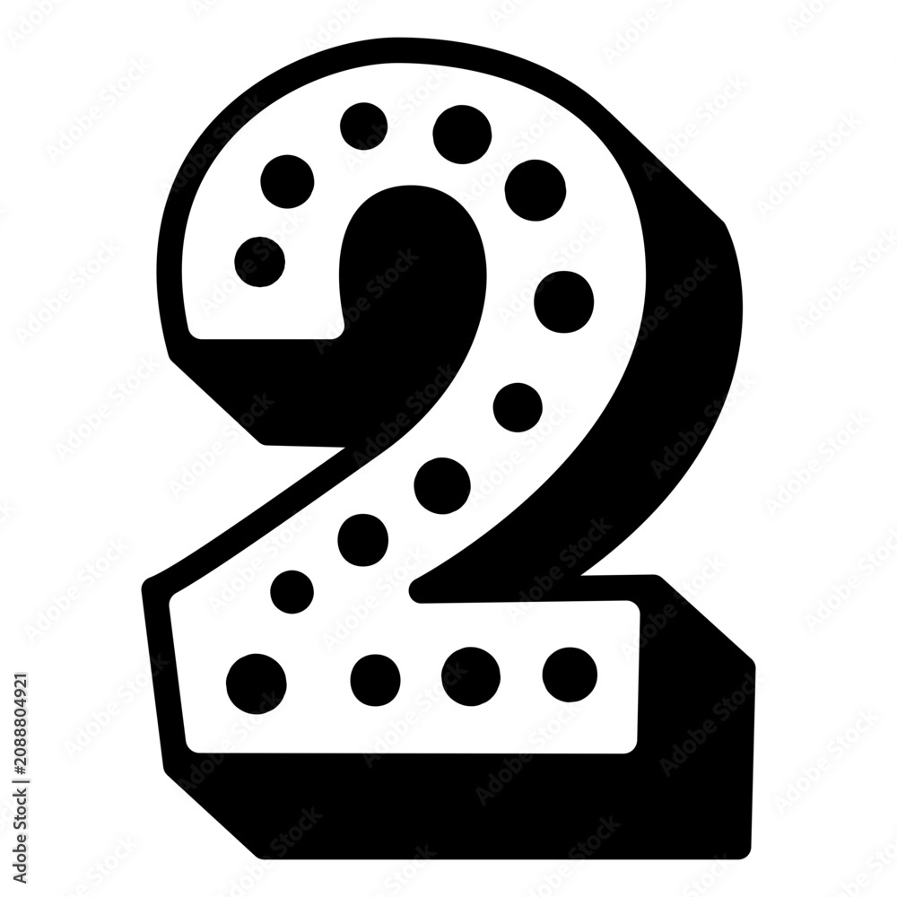 Naklejka premium 3d dotted number 2 stroke