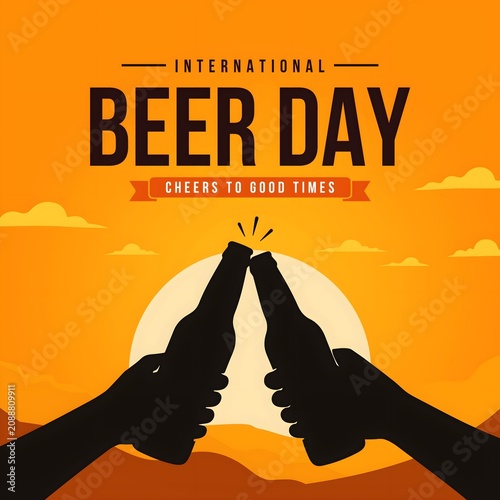 Vector illustration of international beer day social media template