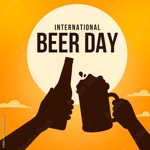 Obraz na płótnie Vector illustration of international beer day social media template