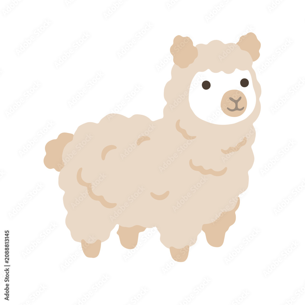 Fototapeta premium Cute Cartoon Alpaca Illustration