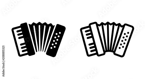 Bild auf Leinwand Set of accordion musical instrument icons in solid and linear styles with accord