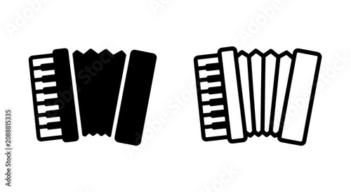 Schilderij op canvas Set of accordion musical instrument icons in solid and outline style with accord