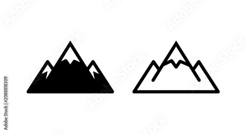 Obraz na płótnie Mountain peak icon solid and outline versions with mountain landscape adventure