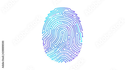 Bild auf Leinwand Digital fingerprint with circuit board