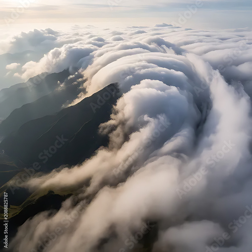 Rolling cloud sea above mountains
