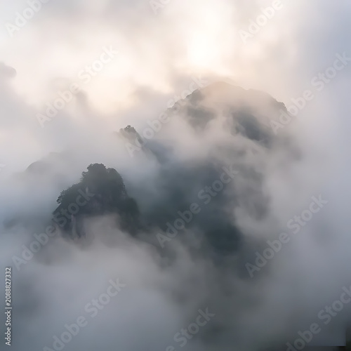 Foggy mountain clouds