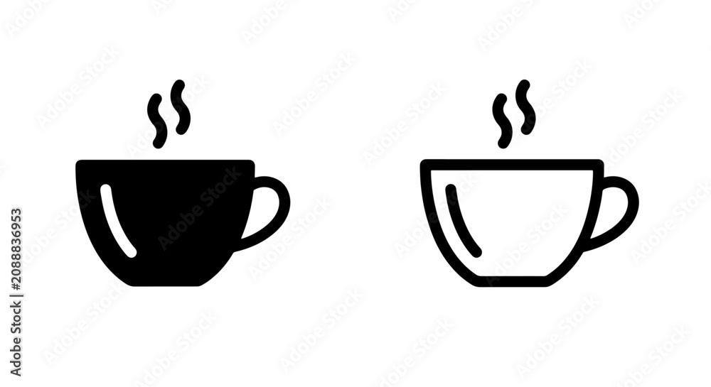 Fototapeta premium Coffee cup icon set representing hot beverages with beverage caffeine breakfast