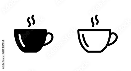 Tableau sur toile Coffee cup icon set representing hot beverages with beverage caffeine breakfast