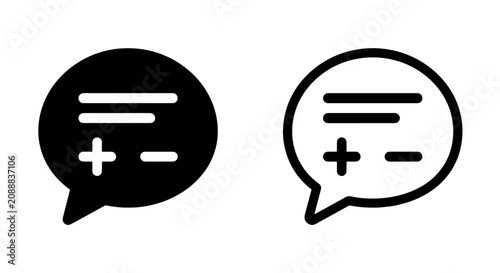 Photos Settings speech bubble icon set with plus and minus symbols settings adjustment