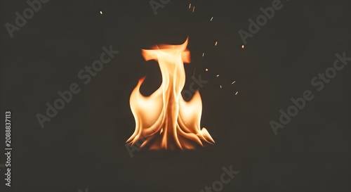 Vibrant, isolated flame with subtle dancing embers, gracefully illuminating a deep, contrasting background, conveying elemental warmth and a focused, clean aesthetic