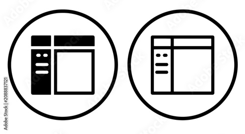 Tableau sur toile Website layout sidebar configuration icon set in circles with configuration, tem