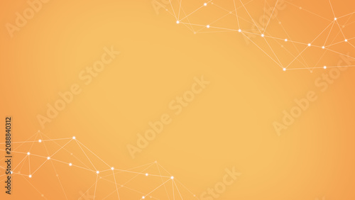 Orange Technology Network Background with Copy Space, Abstract Connected Lines and Nodes, Digital Communication Banner