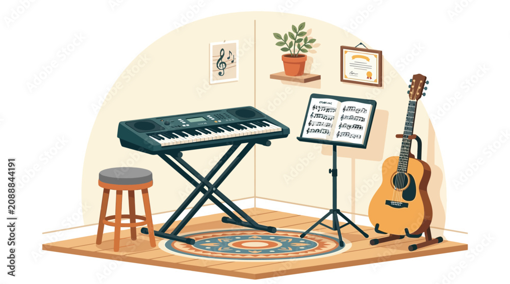 Fototapeta premium Keyboard Electronic Musical Instrument Closeup.
