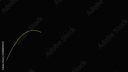 Minimalist sine wave animation: smooth yellow oscillating line on 4k black background, oscillation abstract