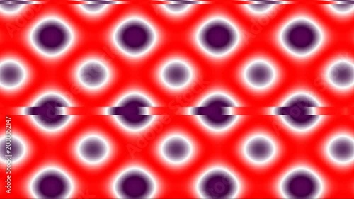 Abstract glitch pattern with purple and white circles on a red background, perfect for graphic design projects with a futuristic feel and abstract geometric loop.