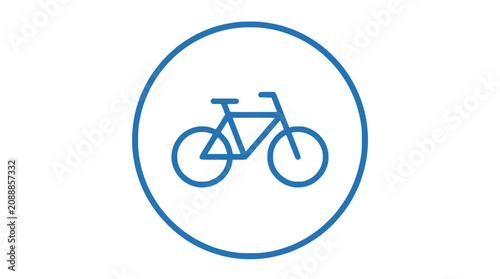 Simple blue bicycle icon inside a circle on white background