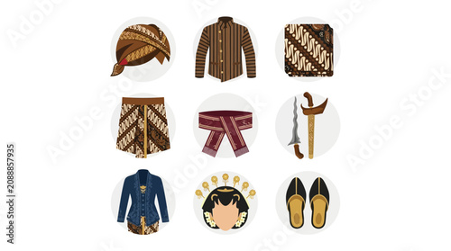 Fotografía Indonesian traditional clothing and accessories illustration