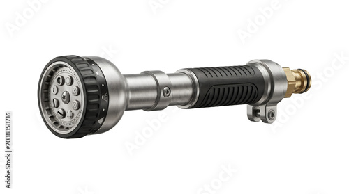 Professional metal garden hose spray nozzle for irrigation and watering.