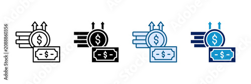 Photos Revenue Icon Set Multiple Style Collection