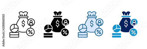Konstfotografi Equity Icon Set Multiple Style Collection
