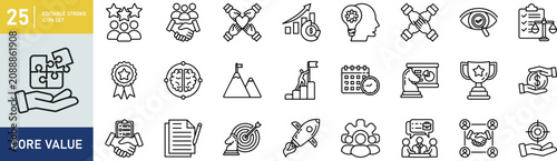 Tableau sur toile Core value set of web icons in line style