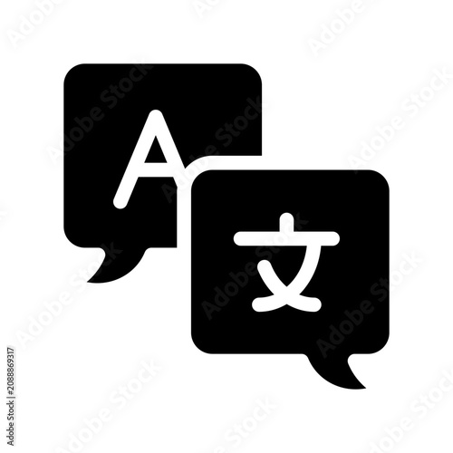 Принти на полотні Translation service for multilingual information access in modern glyph icon