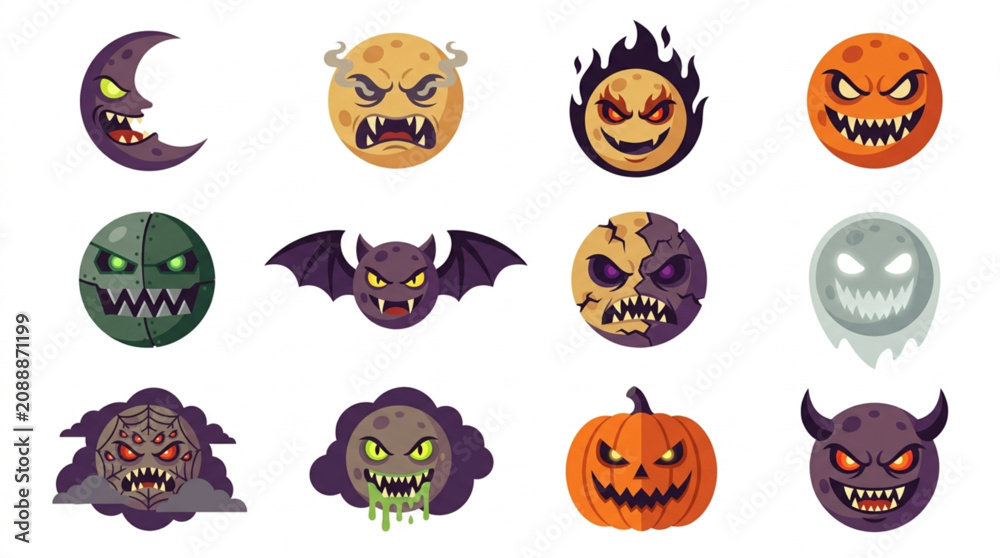Fototapeta premium Collection of Spooky Halloween Monsters and Characters.
