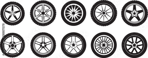 Fotografi wheel car rim comparison ten spoke styles tire and rim vector