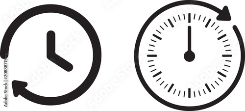Schilderij op canvas clock vector icons illustrating time passage rotation and repeat