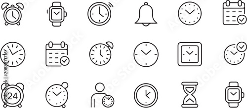 Schilderij op canvas time line icons for scheduling reminders alarms and punctuality