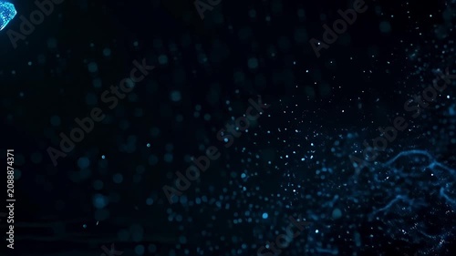Abstract Blue Butterfly Made of Light and Energy Flying Through Dark Space.