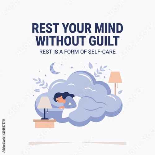 Tableau sur toile Illustration of person resting mindfully as an act of self-care.
