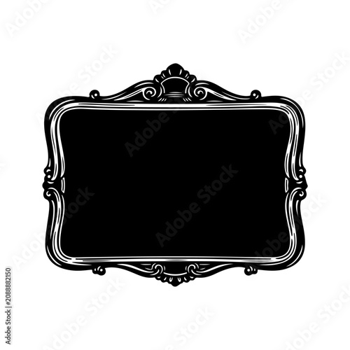 Ornate Black Rectangular Frame with Decorative Flourishes.