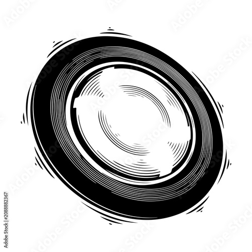 Stylized Black and White Illustration of a Tire.