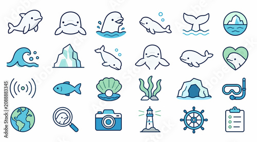 Canvastavla Colorful Ocean and Marine Life Icon Collection.