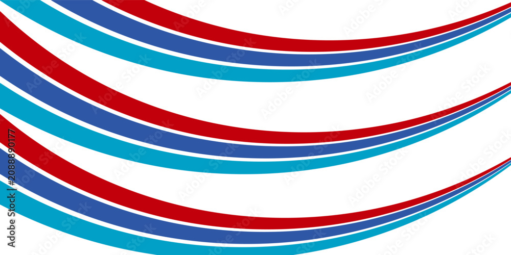 Obraz premium Abstract Red Blue Curved Ribbons And Wavy Stripes Background For Modern Design