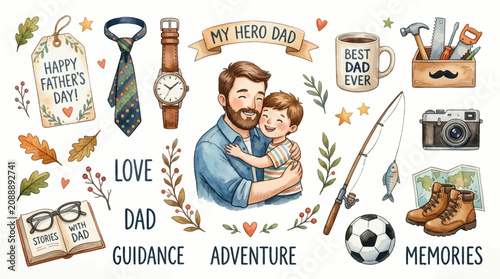Bild auf Leinwand A heartwarming scene of a father and son enjoying Memories, Guidance, Love, Adve