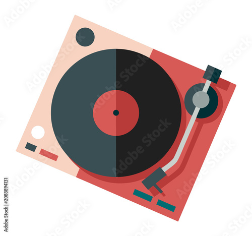 Modern vinyl record player turntable illustration.