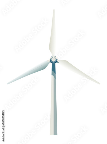 Modern wind turbine with three rotating blades.