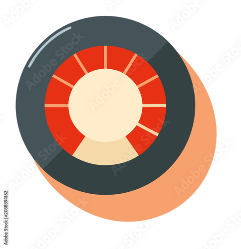 Orange and black lifebuoy rescue ring icon.
