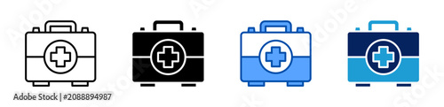 first aid kit icon set multiple style collection