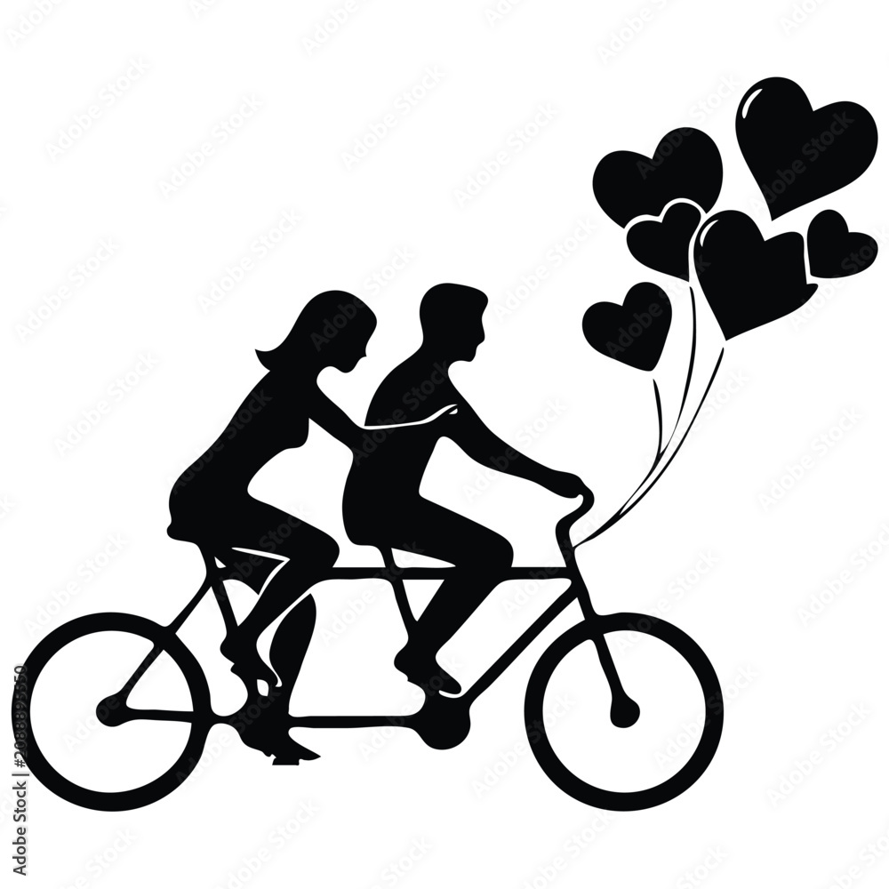 Obraz premium silhouettes of children on bicycles