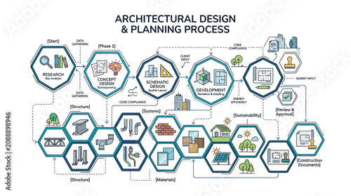 Architectural Design Process Flowchart: Concept to Development & Planning