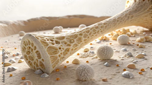 Bone Remodeling Process with Bone Forming Cells Medical Illustration

