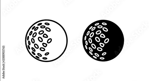 Photos Dual style golf ball icon with dimple detail equipment minimalist