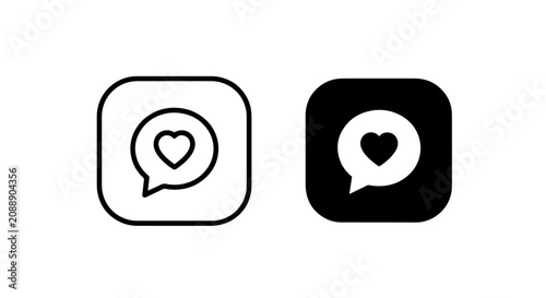 Photos Social media love heart speech bubble notification icon set