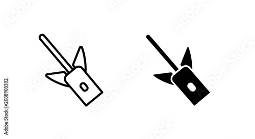 Foto Vintage medieval hunting spearhead weapon icon set with spearhead