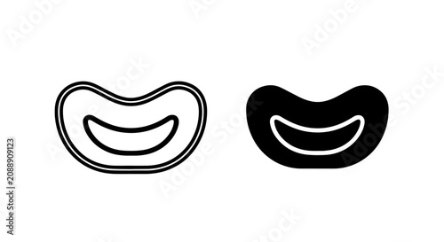 Foto Curved mouth or smile expression vector icon set with expression