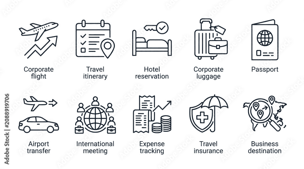 Fototapeta premium Collection of flat design travel and transportation related vector icons set.
